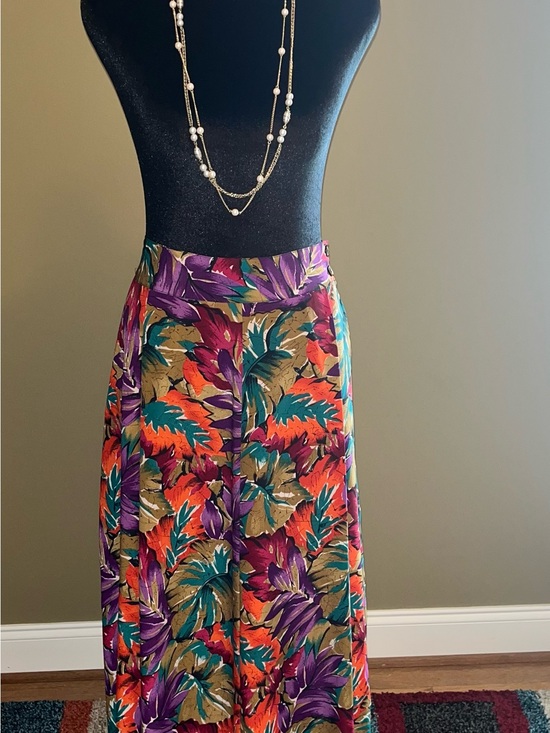 Leslie Fay Dresses & Skirts - Vtg, Leslie Fay 1980’s Vibrant Multicolor Tropical Maxi Skirt - Women's